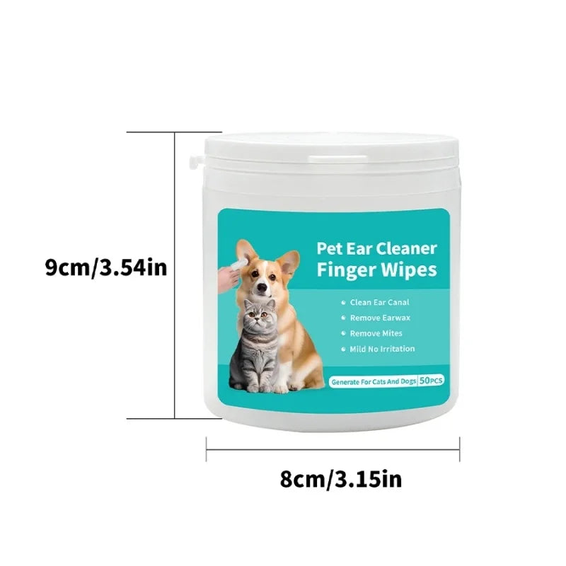 Lingettes nettoyantes pour oreilles d'animaux à l'aloe vera, pour chiens et chats, avec gants de nettoyage, lingettes douces pour un nettoyage facile des oreilles, hygiène quotidienne et toilettage
