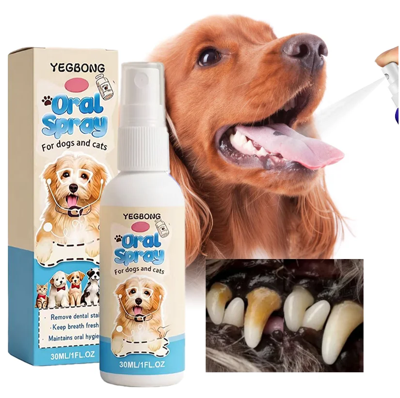 Désodorisant rapide et éliminateur de taches de tartre, nettoyage doux sans brosse pour chiens et chats, haleine fraîche instantanée, spray pour soins bucco-dentaires des animaux de compagnie