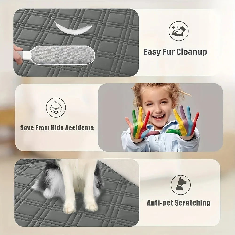 Tapis de canapé imperméable à carreaux diamantés pour animaux de compagnie, 1 pièce, anti-poussière, antidérapant, facile à nettoyer, résistant à la saleté, résistant à l'usure, housse de protection pour canapé