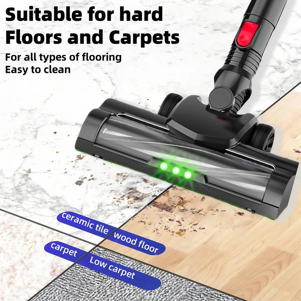 Aspirateur balai sans fil LAMZIEN, avec lumière LED verte, 40 000 PA, batterie rechargeable, autonomie de 40 minutes, pour poils d'animaux/tapis/sols durs