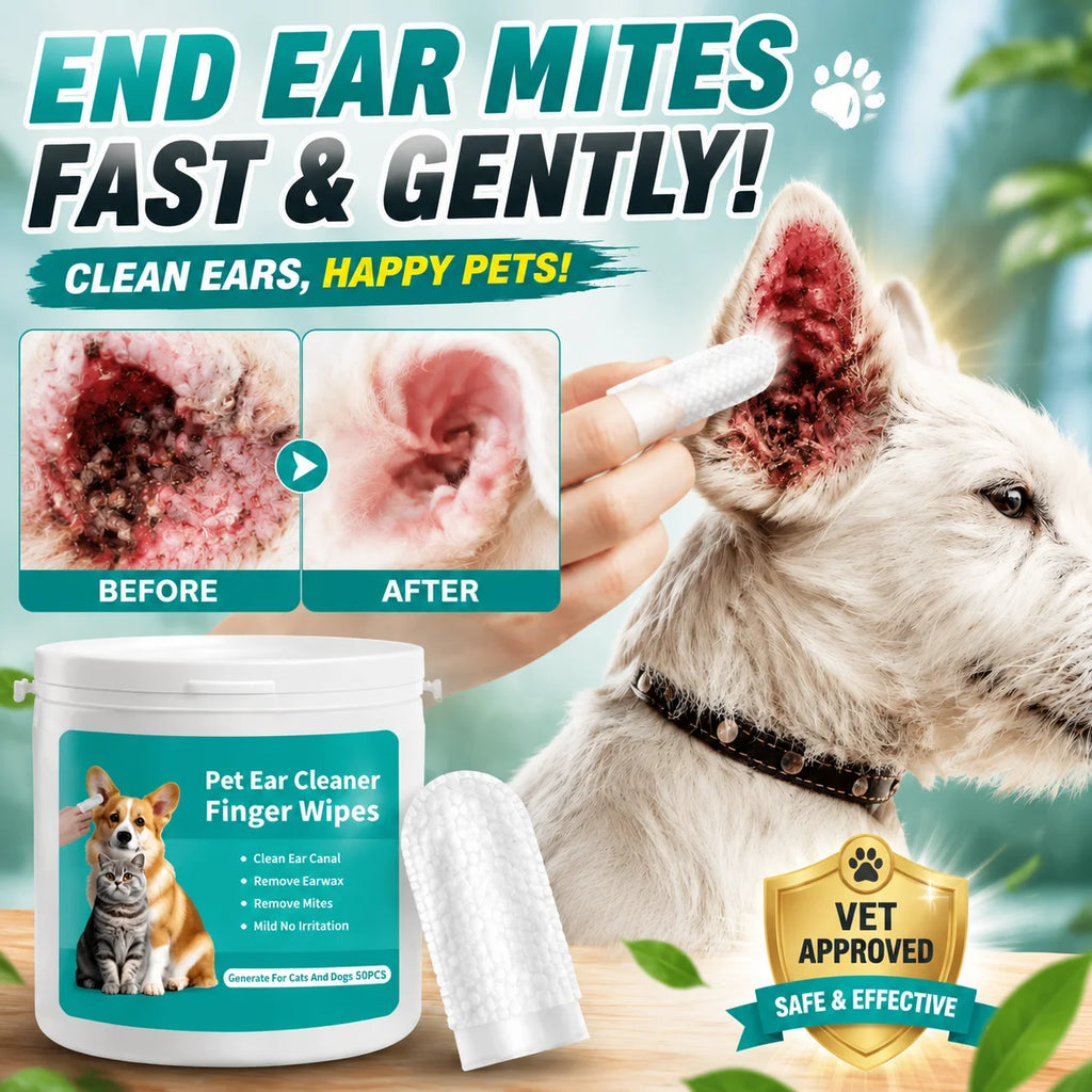 Lingettes nettoyantes pour oreilles d'animaux à l'aloe vera, pour chiens et chats, avec gants de nettoyage, lingettes douces pour un nettoyage facile des oreilles, hygiène quotidienne et toilettage