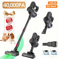 Aspirateur balai sans fil LAMZIEN, avec lumière LED verte, 40 000 PA, batterie rechargeable, autonomie de 40 minutes, pour poils d'animaux/tapis/sols durs