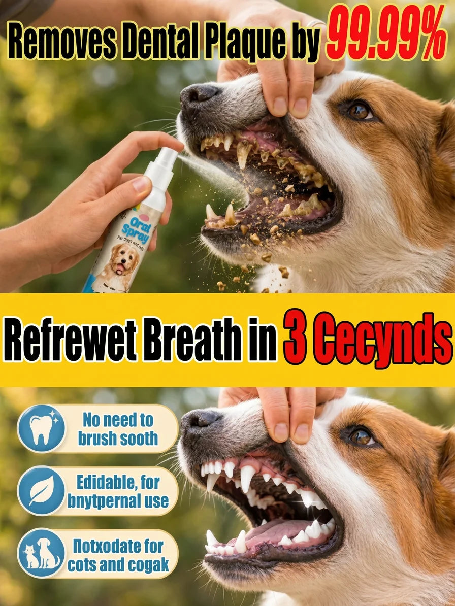 Désodorisant rapide et éliminateur de taches de tartre, nettoyage doux sans brosse pour chiens et chats, haleine fraîche instantanée, spray pour soins bucco-dentaires des animaux de compagnie
