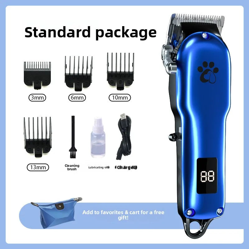 Tondeuse à poils pour animaux rechargeable par USB, faible bruit, tondeuse pour toilettage des chiens, écran LCD, 4 peignes de guidage, kit de rasage professionnel pour animaux