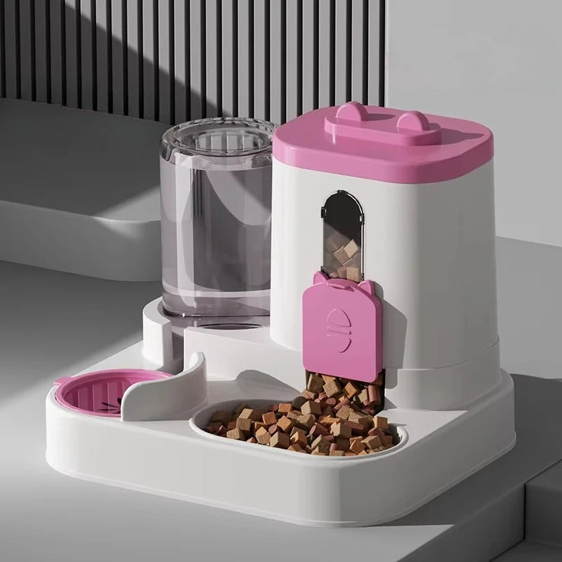 Distributeur automatique de nourriture et fontaine à eau pour animaux de compagnie, gamelle anti-déversement pour chat, distributeur de nourriture, station d'alimentation pour chats et chiens de petite, moyenne et grande ta