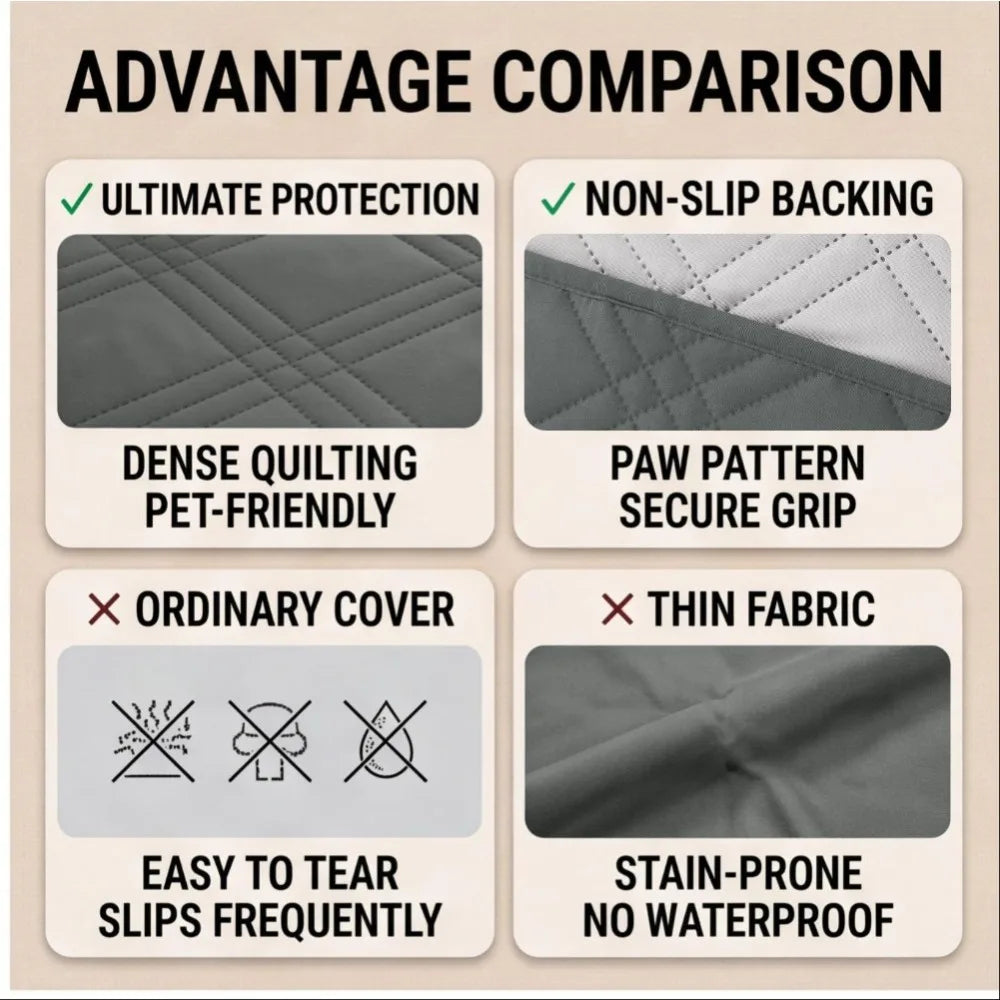Tapis de canapé imperméable à carreaux diamantés pour animaux de compagnie, 1 pièce, anti-poussière, antidérapant, facile à nettoyer, résistant à la saleté, résistant à l'usure, housse de protection pour canapé