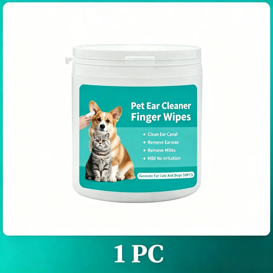 Lingettes nettoyantes pour oreilles d'animaux à l'aloe vera, pour chiens et chats, avec gants de nettoyage, lingettes douces pour un nettoyage facile des oreilles, hygiène quotidienne et toilettage