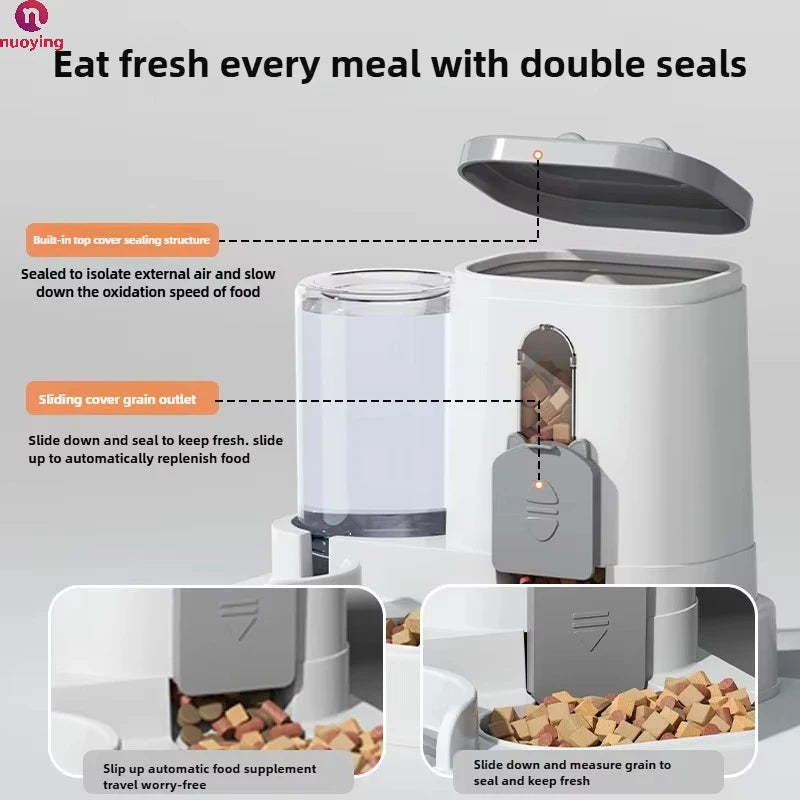 Distributeur automatique de nourriture et fontaine à eau pour animaux de compagnie, gamelle anti-déversement pour chat, distributeur de nourriture, station d'alimentation pour chats et chiens de petite, moyenne et grande ta