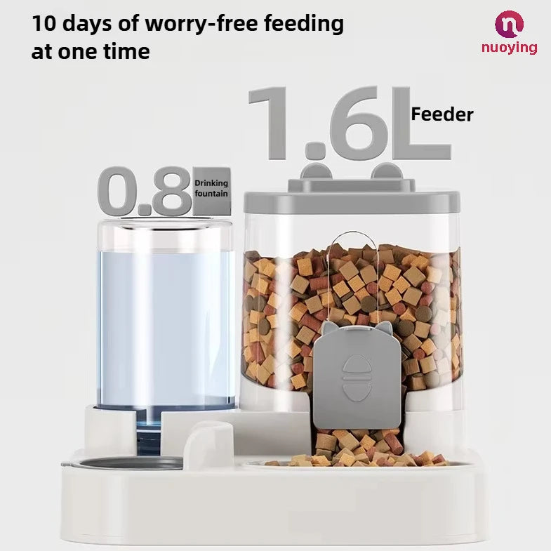 Distributeur automatique de nourriture et fontaine à eau pour animaux de compagnie, gamelle anti-déversement pour chat, distributeur de nourriture, station d'alimentation pour chats et chiens de petite, moyenne et grande ta