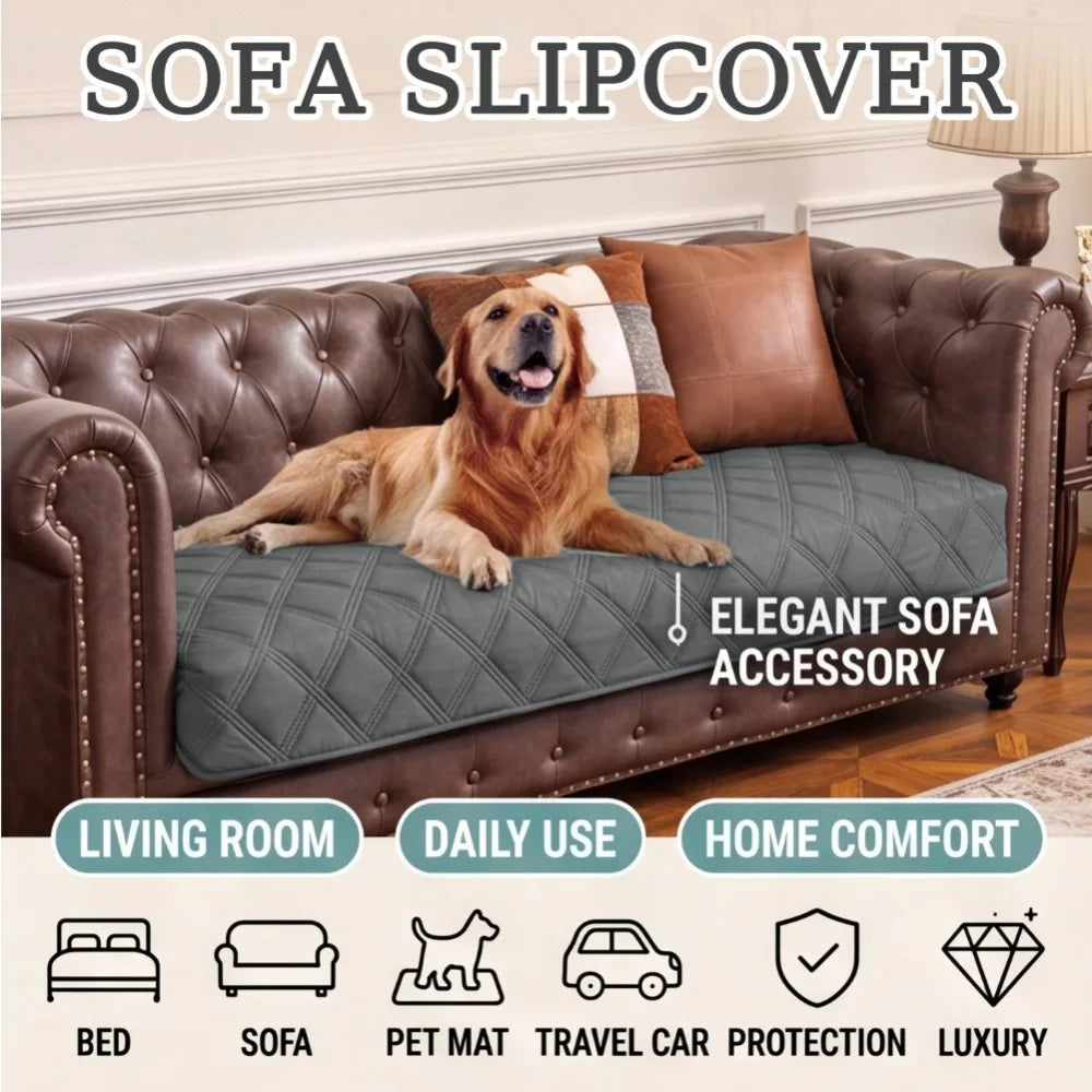 Tapis de canapé imperméable à carreaux diamantés pour animaux de compagnie, 1 pièce, anti-poussière, antidérapant, facile à nettoyer, résistant à la saleté, résistant à l'usure, housse de protection pour canapé