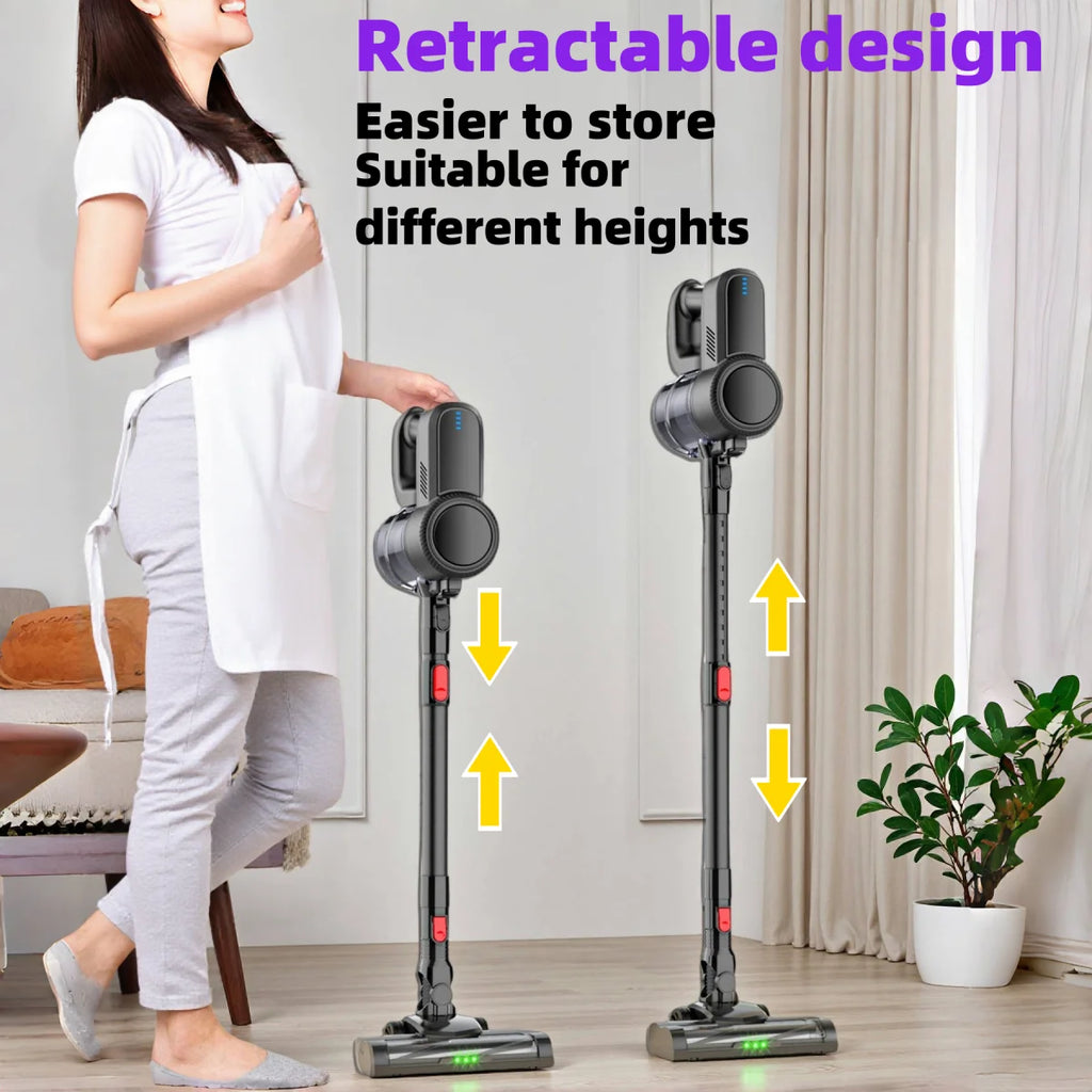 Aspirateur balai sans fil LAMZIEN, avec lumière LED verte, 40 000 PA, batterie rechargeable, autonomie de 40 minutes, pour poils d'animaux/tapis/sols durs