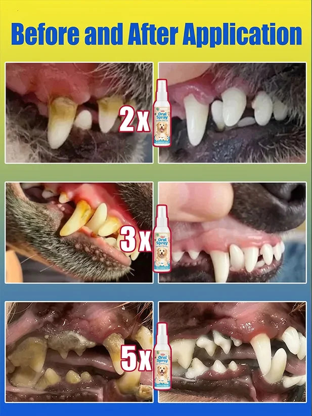 Désodorisant rapide et éliminateur de taches de tartre, nettoyage doux sans brosse pour chiens et chats, haleine fraîche instantanée, spray pour soins bucco-dentaires des animaux de compagnie
