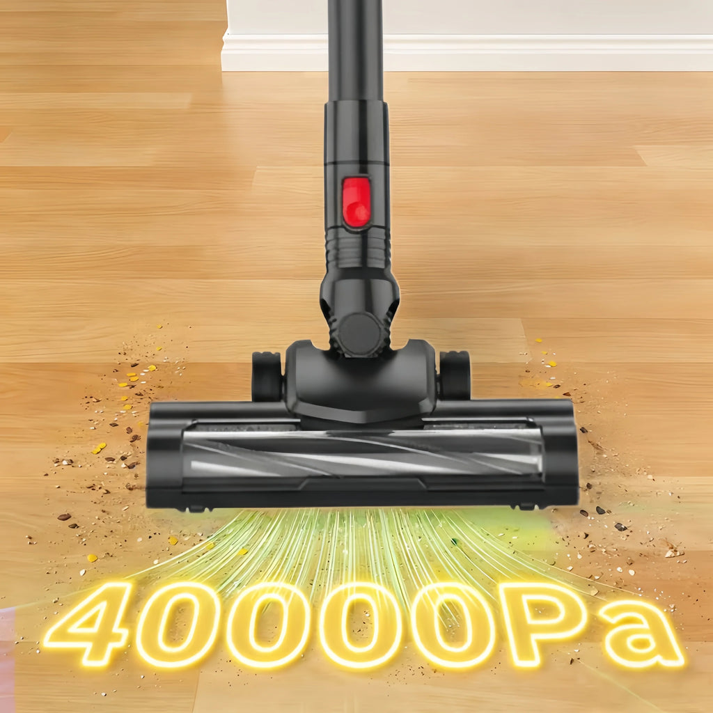 Aspirateur balai sans fil LAMZIEN, avec lumière LED verte, 40 000 PA, batterie rechargeable, autonomie de 40 minutes, pour poils d'animaux/tapis/sols durs