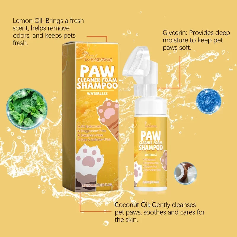 Nettoyant pour pattes d'animaux sans eau, mousse pour chiens et chats, nettoyage doux des pattes, élimine les odeurs des pattes, 100 ml, shampoing de toilettage