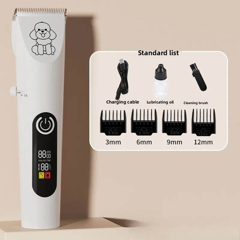 Tondeuse à poils pour animaux rechargeable par USB, faible bruit, tondeuse pour toilettage des chiens, écran LCD, 4 peignes de guidage, kit de rasage professionnel pour animaux