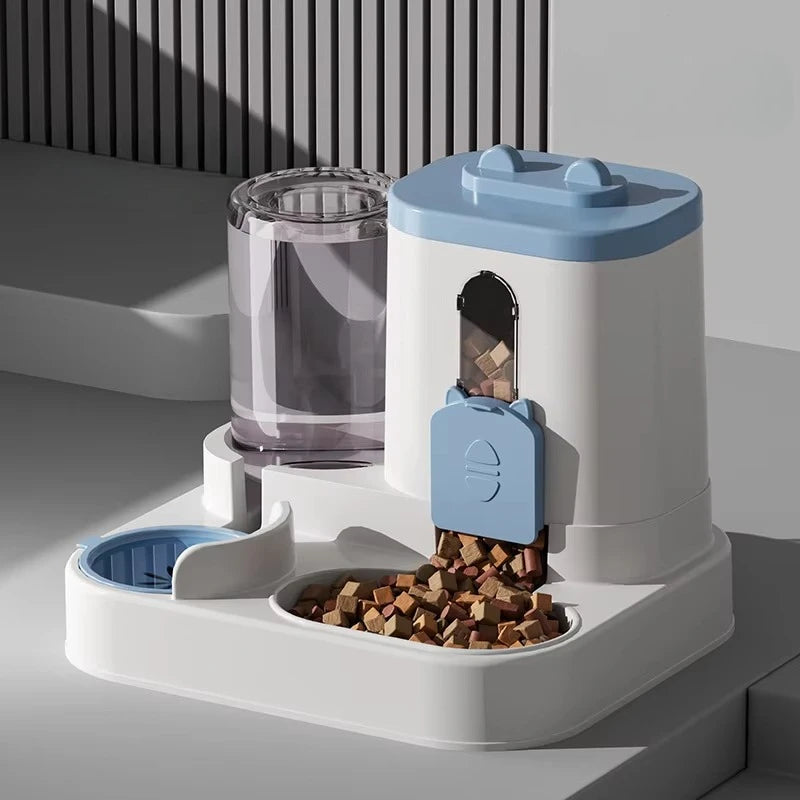Distributeur automatique de nourriture et fontaine à eau pour animaux de compagnie, gamelle anti-déversement pour chat, distributeur de nourriture, station d'alimentation pour chats et chiens de petite, moyenne et grande ta