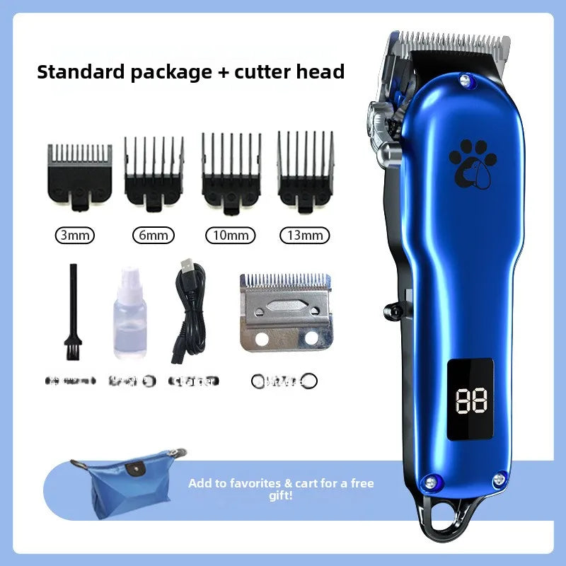 Tondeuse à poils pour animaux rechargeable par USB, faible bruit, tondeuse pour toilettage des chiens, écran LCD, 4 peignes de guidage, kit de rasage professionnel pour animaux
